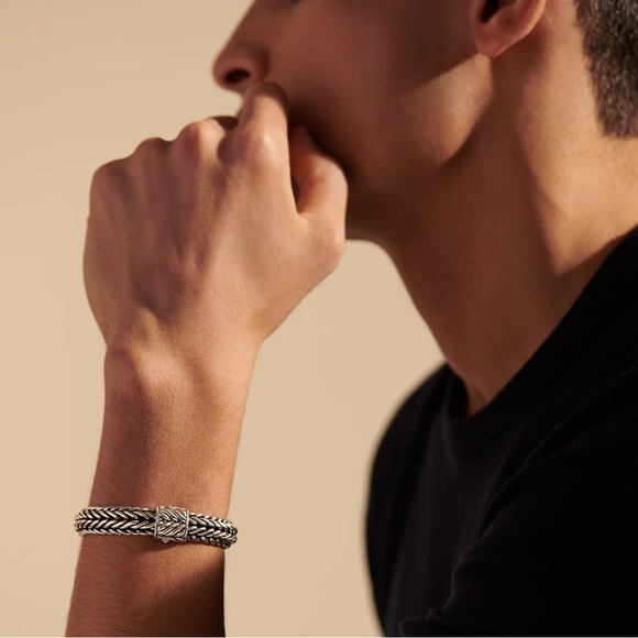 Silver Sculpted Balinese Rope Bangle Bracelet - Picture 7 of 8